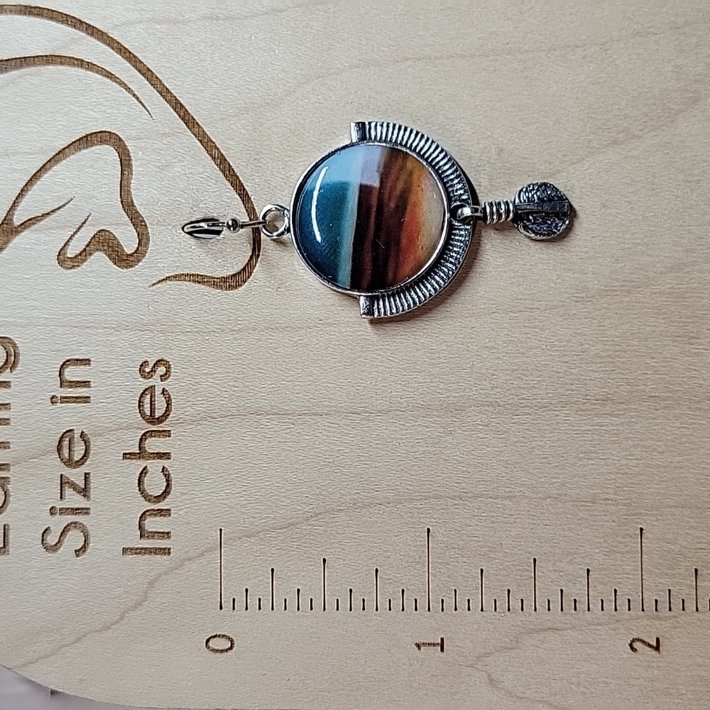 🔥LAST ONE🔥Lunar Moonscape Agate Style Drop Earrings - Picture 3 of 4